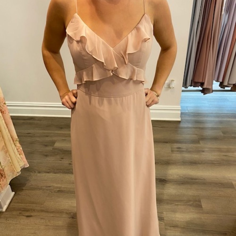 Monique Lhuillier Blush Pink Ruffle Gown